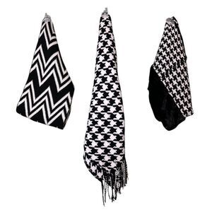 Berkshire Fashions Scarf Lot Womens One Size Black Houndstooth Chevron Cowl